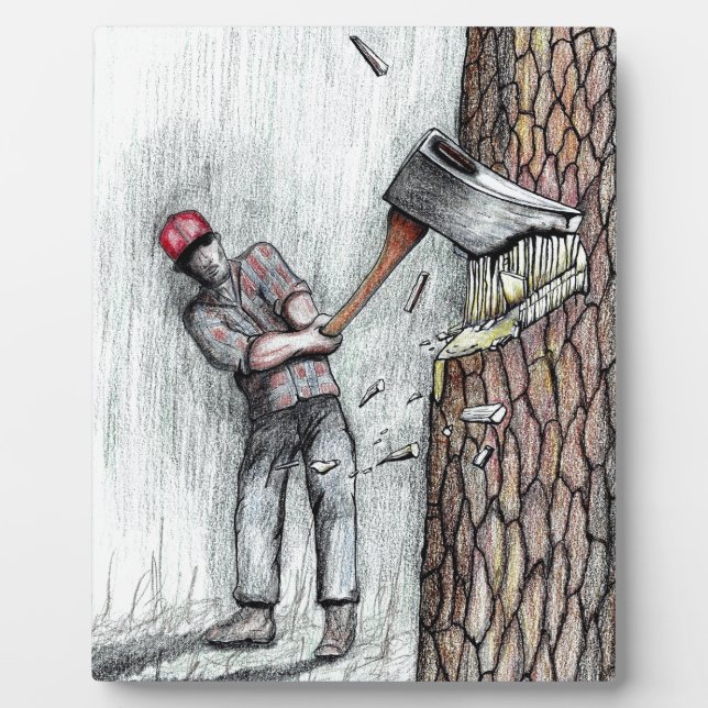Axe Man no chainsaw Plaque (Front)