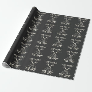 Axe Marks The Spot Funny Axe Throwing Woodworking Wrapping Paper