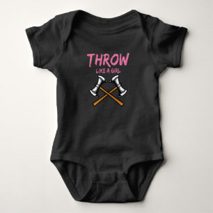 Axe Thrower Girl Woodworking Axe Throwing Baby Bodysuit
