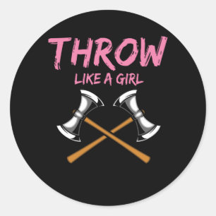 Axe Thrower Girl Woodworking Axe Throwing Classic Round Sticker