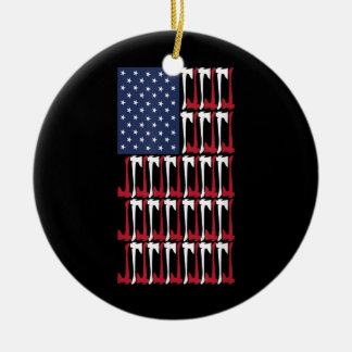 Axe Throwing American Flag For Lumberjacks  Ceramic Ornament