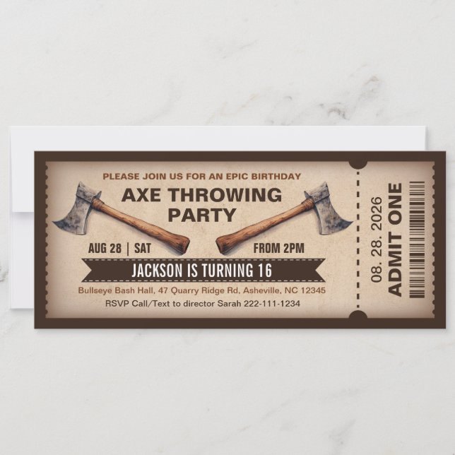 Axe Throwing Birthday Invitation (Front)