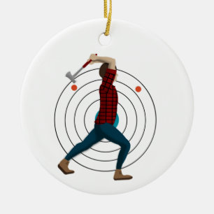 Axe Throwing Ceramic Ornament