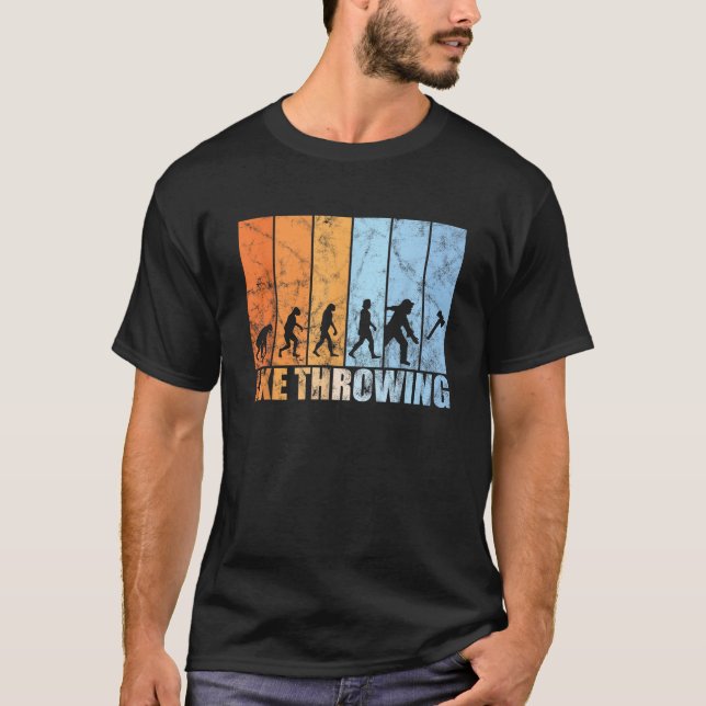 Axe throwing evolution hatchet throwing retro T-Shirt (Front)