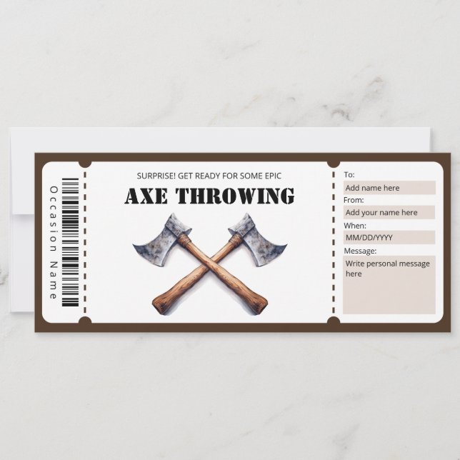 Axe Throwing Gift Certificate Invitation (Front)