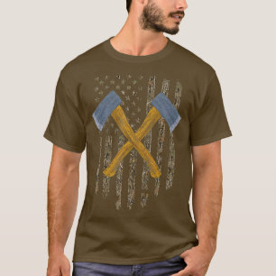 Axe Throwing Hatchet American Flag Tree Vintage T-Shirt