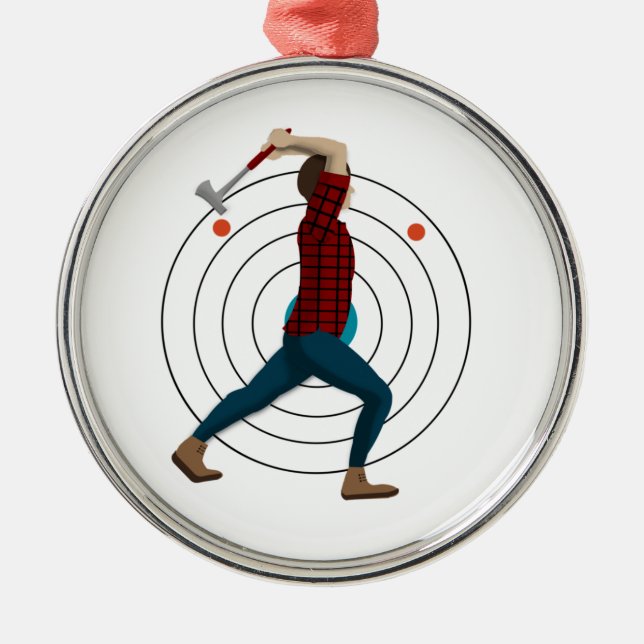 Axe Throwing Metal Ornament (Front)