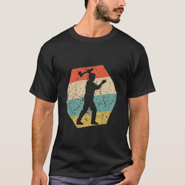 Axe Throwing Retro Distressed Hexagon Axe Thrower T-Shirt (Front)