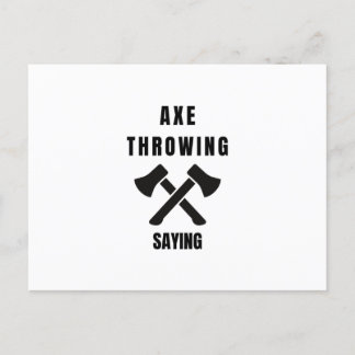 Axe throwing saying announcement postcard
