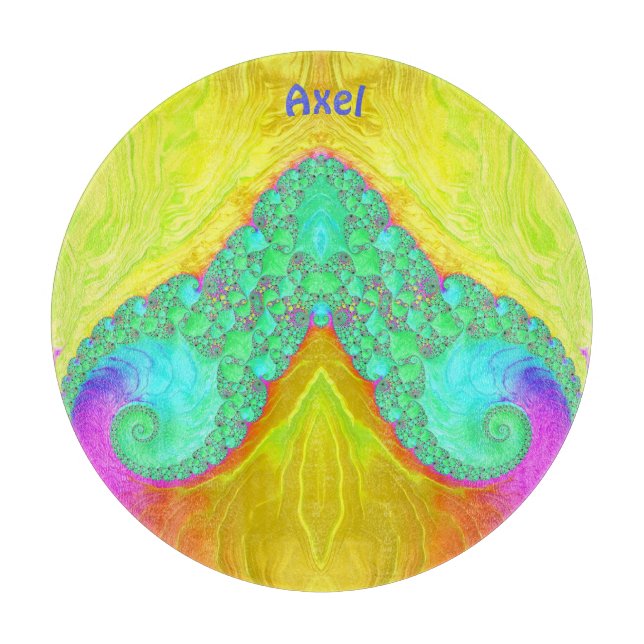 AXEL~ 3D Yellow Green Pink original design  Cutting Board (Front)