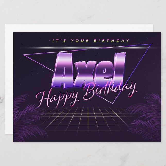 Axel Name First Name pura retro card Birthday (Front/Back)