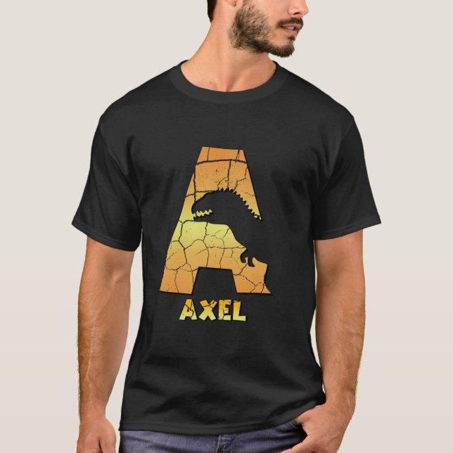 Axel personalised boys dinosaur cute custom kids n T-Shirt (Front)