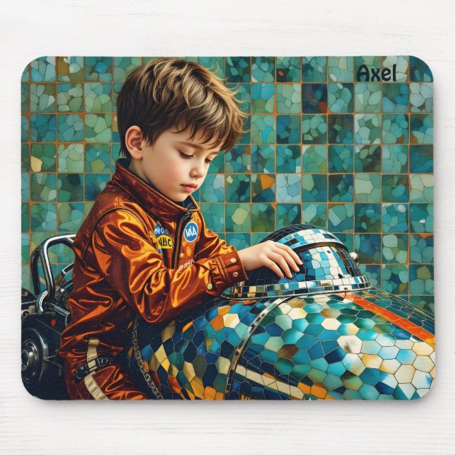 AXEL ~ Young Boy Racing Car Driver ~  Mouse Pad (Front)