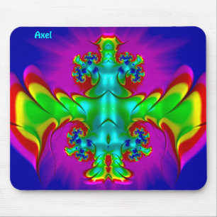 AXEL ~ Zany Hot Red, Green, Blue and Yellow ~  Mouse Pad