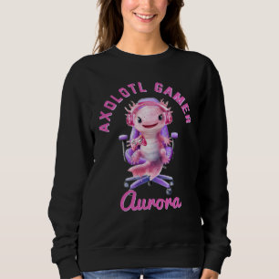 Axelotl Cozy Gamer Girl Pink Cute Axolotl Name Sweatshirt