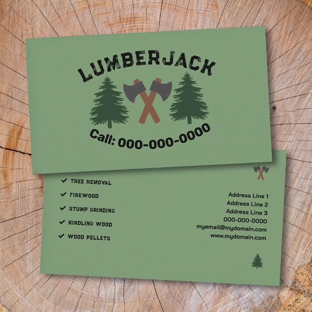 Axes and Fir Trees - Lumberjack Business Card (Axes and Fir Trees - Lumberjack Business Card)
