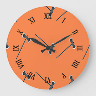 Axes on orange large clock