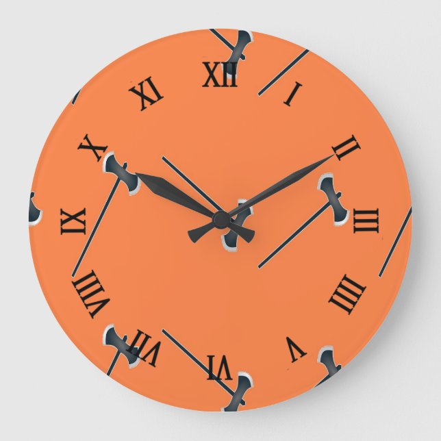 Axes on orange large clock (Front)