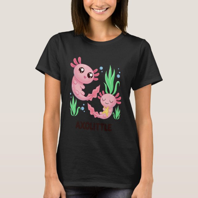 Axolittle Cute Axolotl Pun Funny Little Sister Bro T-Shirt (Front)