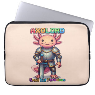 Axolord - Small but Ferocious Pixel Axolotl Knight Laptop Sleeve