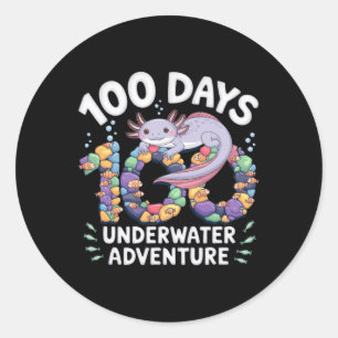 Axolotl 100 Days Of School Underwater Adventure Sm Classic Round Sticker