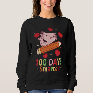 Axolotl 100 Days Smarter With Pencil Walking Fish Sweatshirt