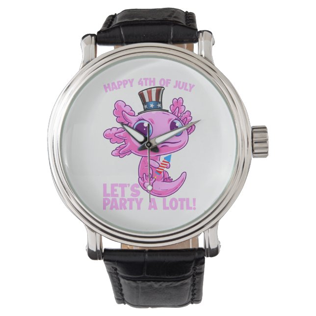 Axolotl 4th of July Patriotic Independence Day  Watch (Front)