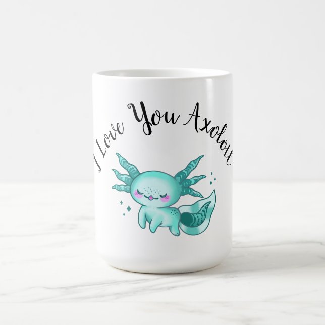 Axolotl Adorable Cute Cartoon Like Love Pun Coffee Mug (Center)