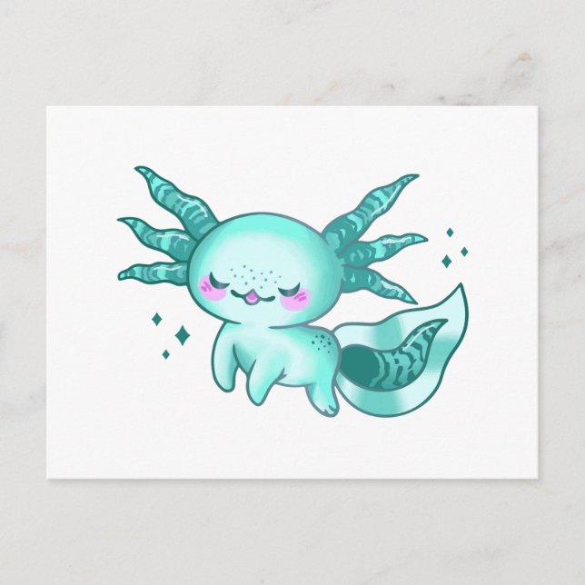 Axolotl Adorable Cute Cartoon Like Postcard (Front)