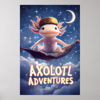 Axolotl Adventures Poster – Flying Carpet Fantasy