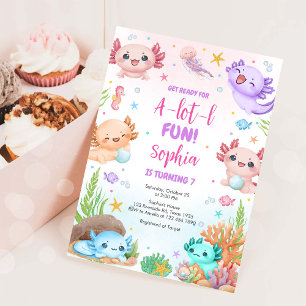 Axolotl Alotl Fun Birthday Party Invitation