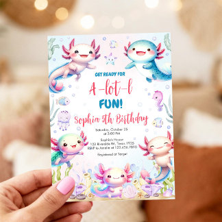 Axolotl Alotl Fun Birthday Party Invitation
