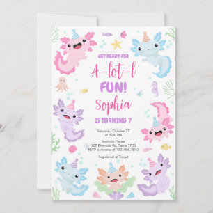 Axolotl Alotl Fun Birthday Party Invitation