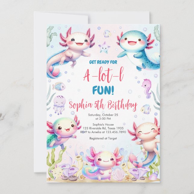Axolotl Alotl Fun Birthday Party Invitation (Front)