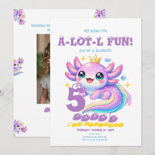 Axolotl Alotl Fun Birthday Party Invitation,Cute  Invitation