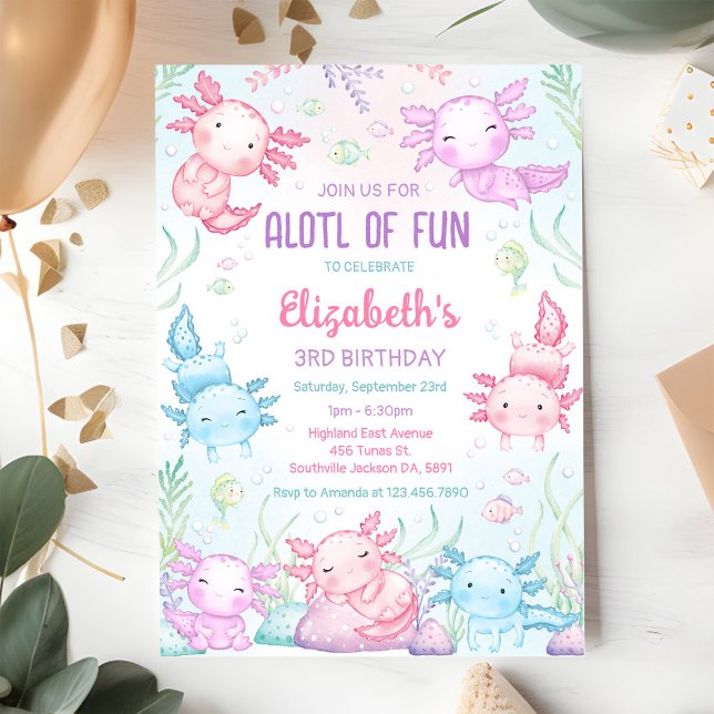 Axolotl ALOTL OF FUN Birthday Invitation (Creator Uploaded)