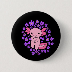 Axolotl and Flowers 6 Cm Round Badge