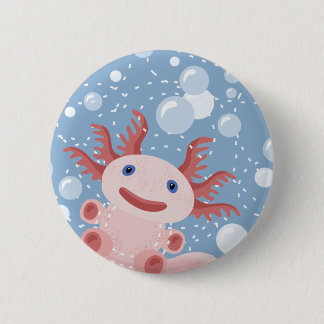 Axolotl and the Bubbles Bold Vector Design 6 Cm Round Badge