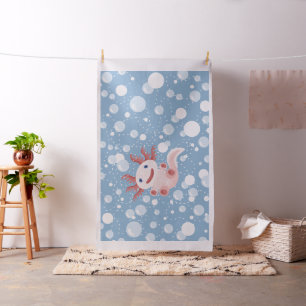 Axolotl and the Bubbles Bold Vector Design Fabric