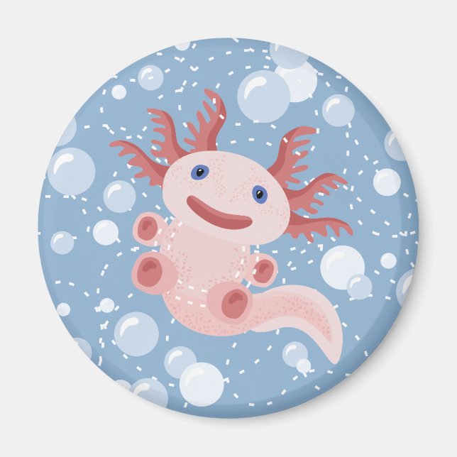 Axolotl and the Bubbles Bold Vector Design Magnet (Front)