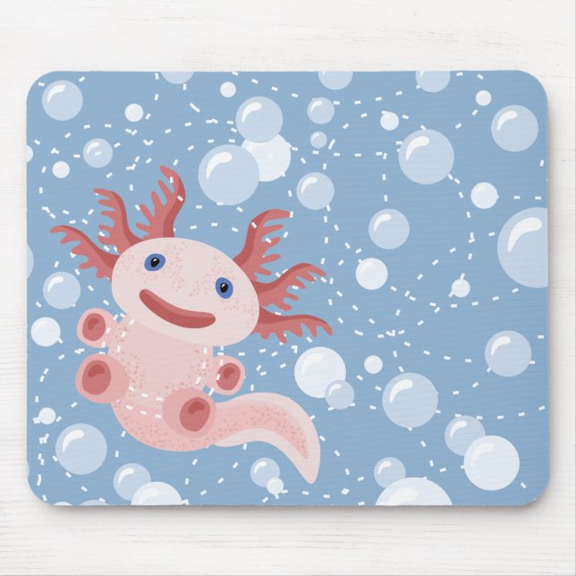 Axolotl and the Bubbles Bold Vector Design Mouse Pad (Front)