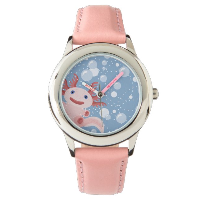 Axolotl and the Bubbles Bold Vector Design Watch (Front)