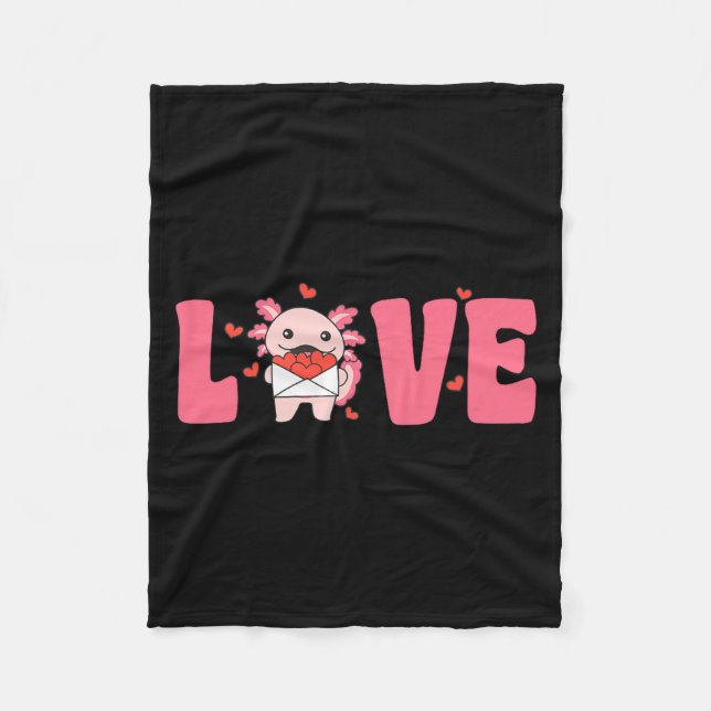 Axolotl Animals With Hearts Love Premium Tri-blend Fleece Blanket (Front)