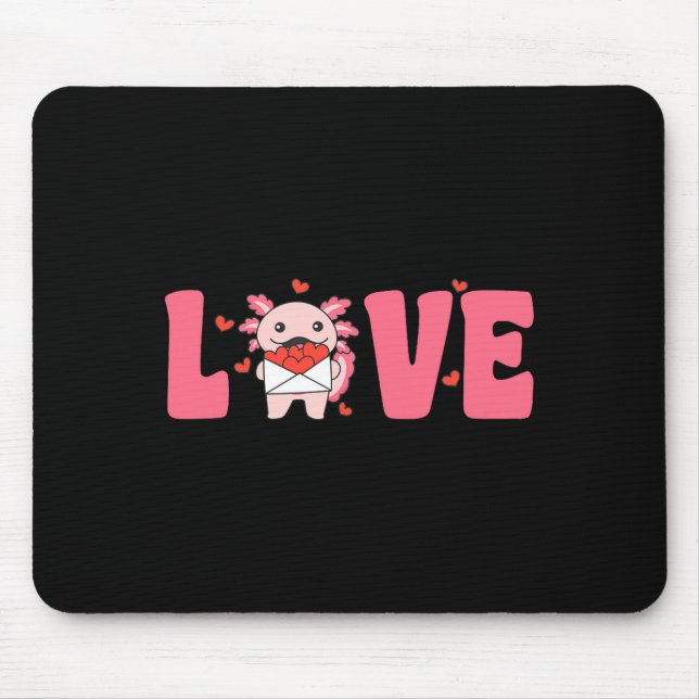 Axolotl Animals With Hearts Love Premium Tri-blend Mouse Pad (Front)