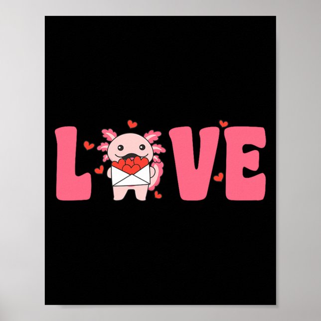 Axolotl Animals With Hearts Love Premium Tri-blend Poster (Front)