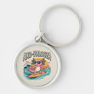 Axolotl Axo-Palooza parody 90s style surfing beach Key Ring