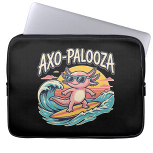 Axolotl Axo-Palooza parody 90s style surfing beach Laptop Sleeve
