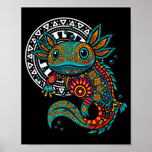 Axolotl Aztec Art Mexican Women Men Kids Cinco De Poster