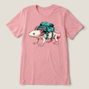 Axolotl Backpacker Hiking Adventure Tri-Blend Shirt