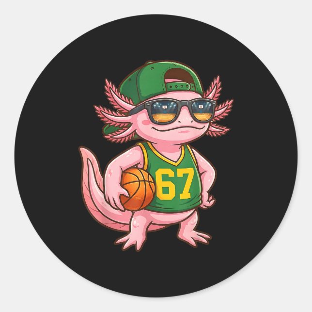 Axolotl Basketball 67 Gen Alpha Slang Srts Men Boy Classic Round Sticker (Front)